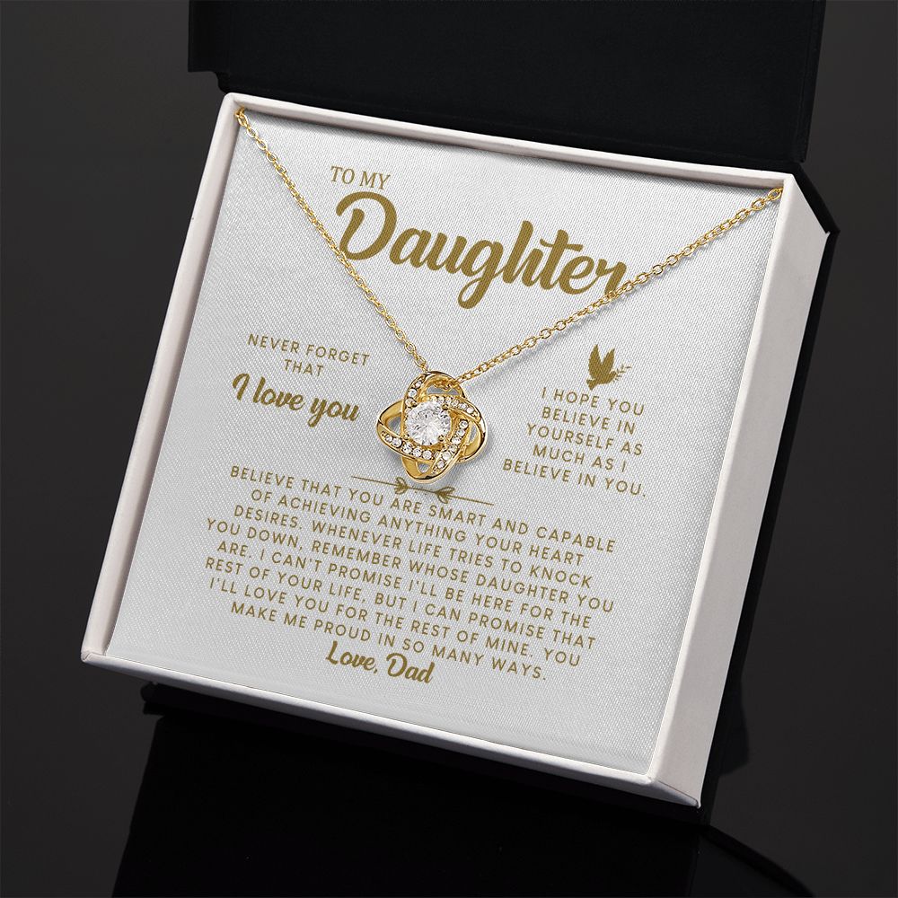 MC008 Daughter Never Forget That I Love You Love Knot Necklace Gift From Dad