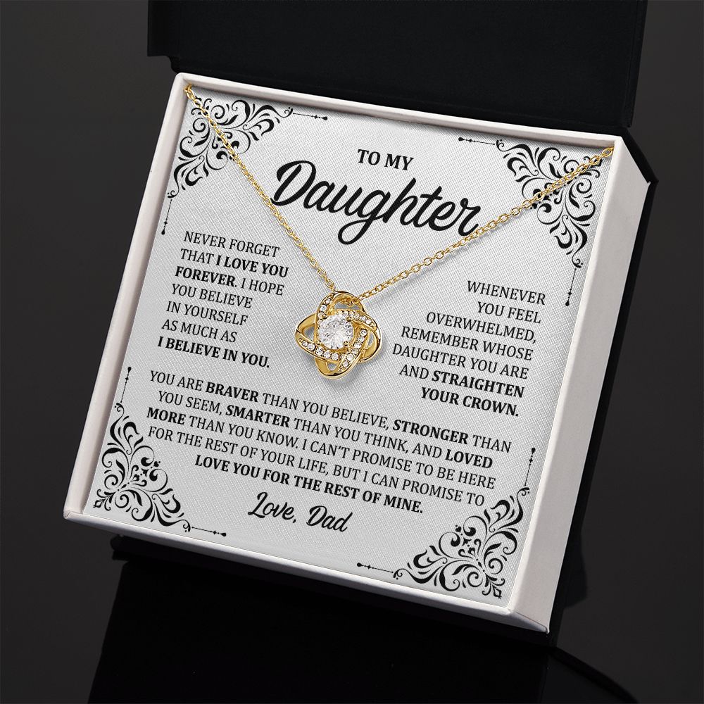MC011 Daughter I Love You Forever Love Knot Necklace Gift From Dad