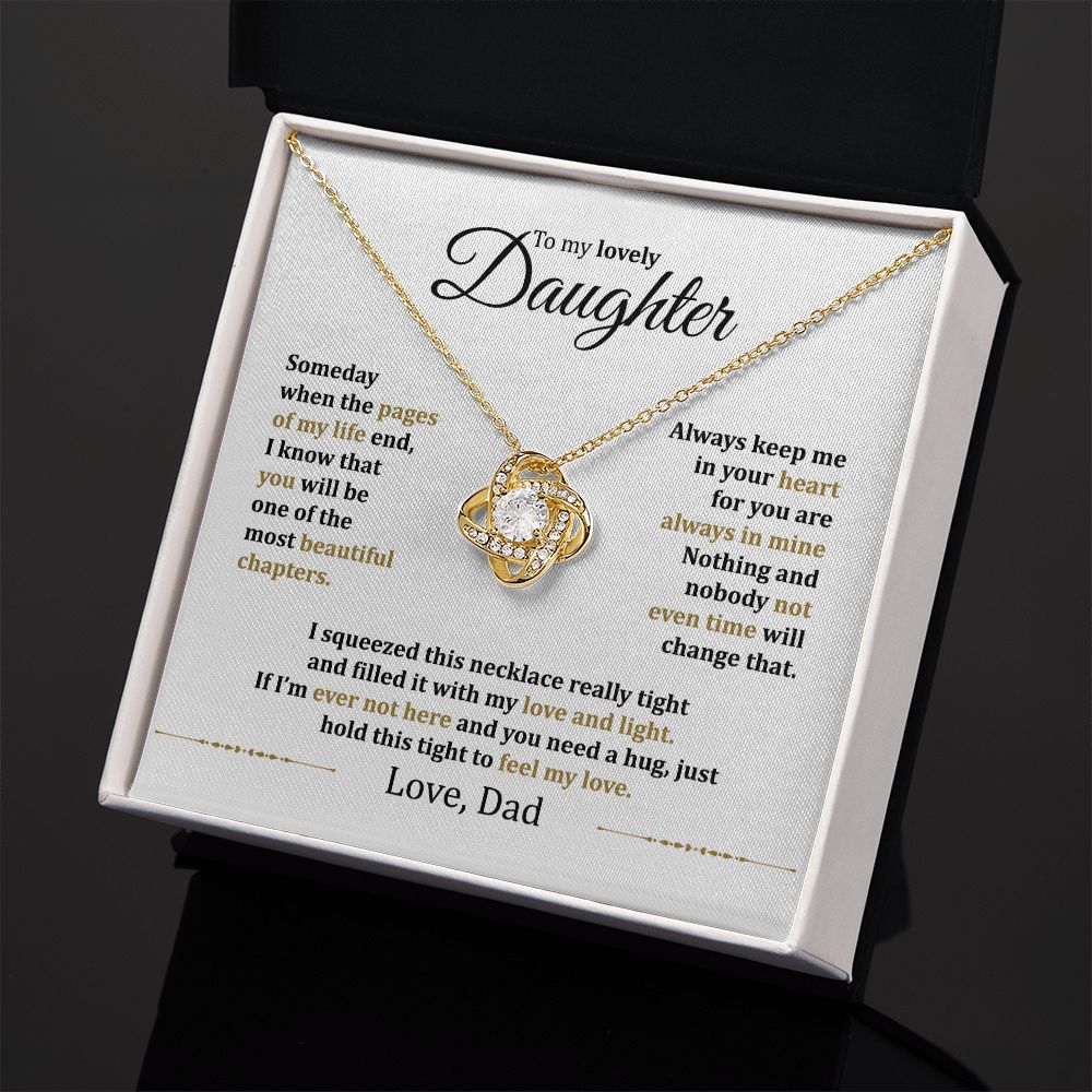 MC014 Daughter Hold This Tight To Feel My Love Love Knot Necklace Gift From Dad