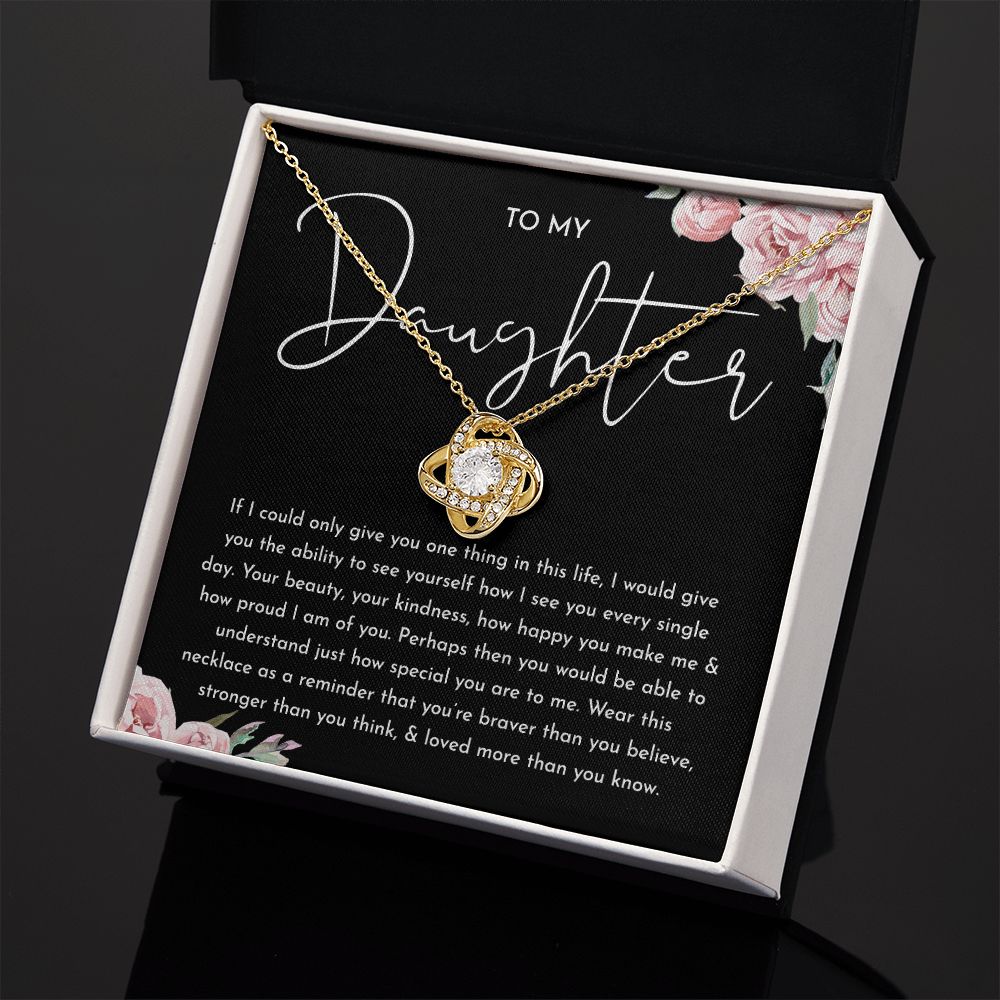 MC028 To My Daughter How Proud I Am of You Love Knot Necklace Gift