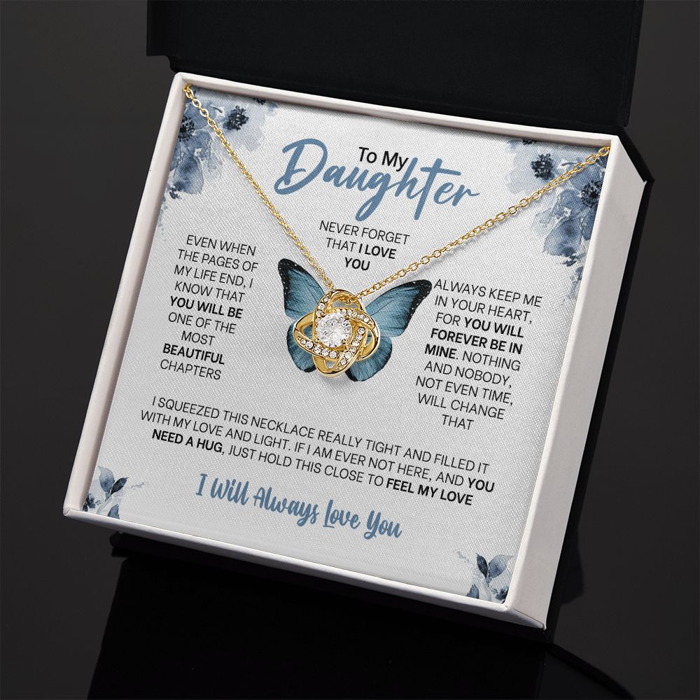 MC010 Daughter Never Forget That I Love You Love Knot Necklace Gift
