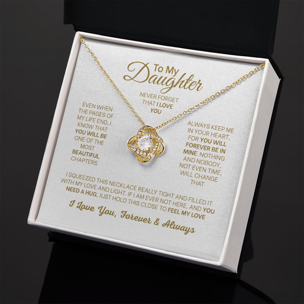 MC005 Daughter Never Forget That I Love You Love Knot Necklace Gift