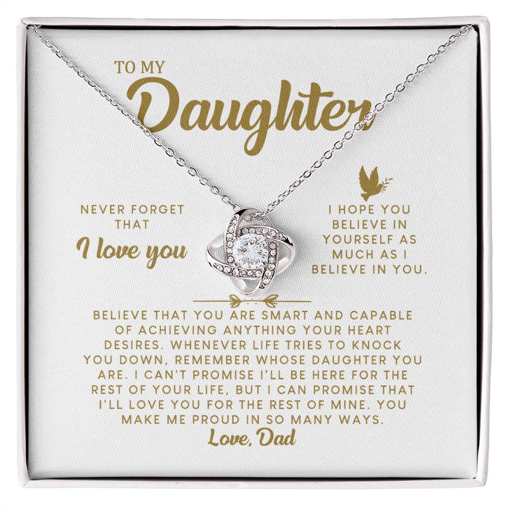 MC008 Daughter Never Forget That I Love You Love Knot Necklace Gift From Dad