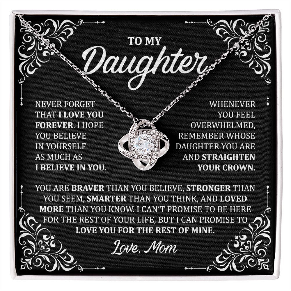 MC029 To My Daughter Never Forget That I Love You Love Knot Necklace Gift From Mom