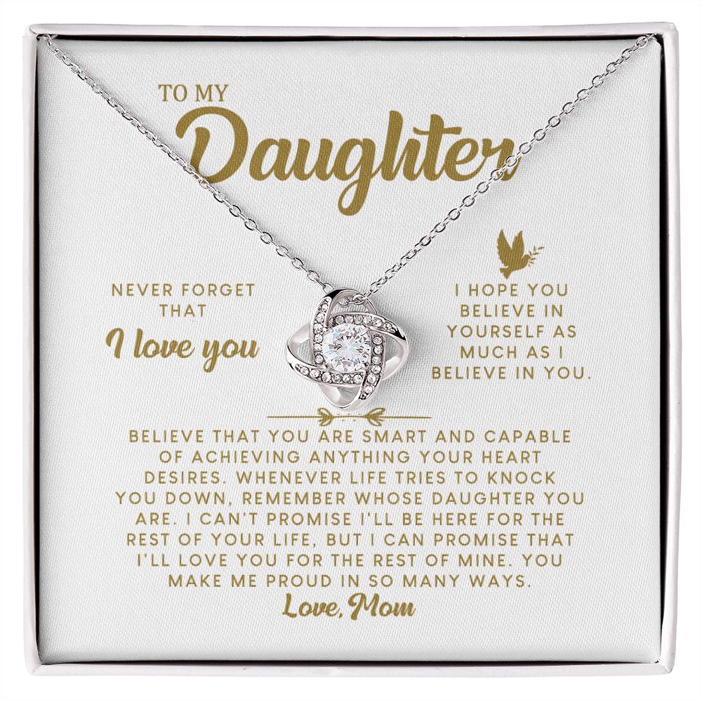MC009 Daughter Never Forget That I Love You Love Knot Necklace Gift From Mom
