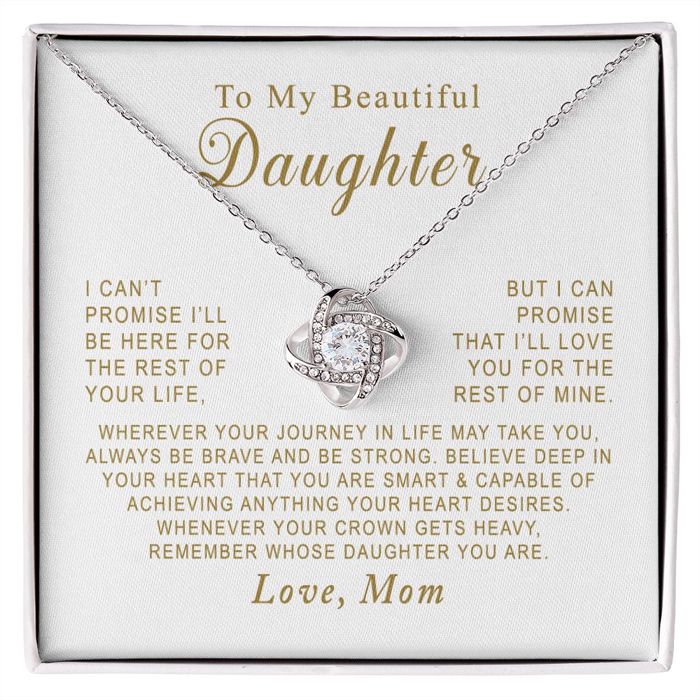MC003 To My Beautiful Daughter Always Be Brave and Be Strong Love Knot Necklace Gift From Mom