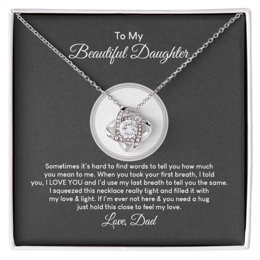 MC018 To My Beautiful Daughter I Love You Love Knot Necklace Gift From Dad