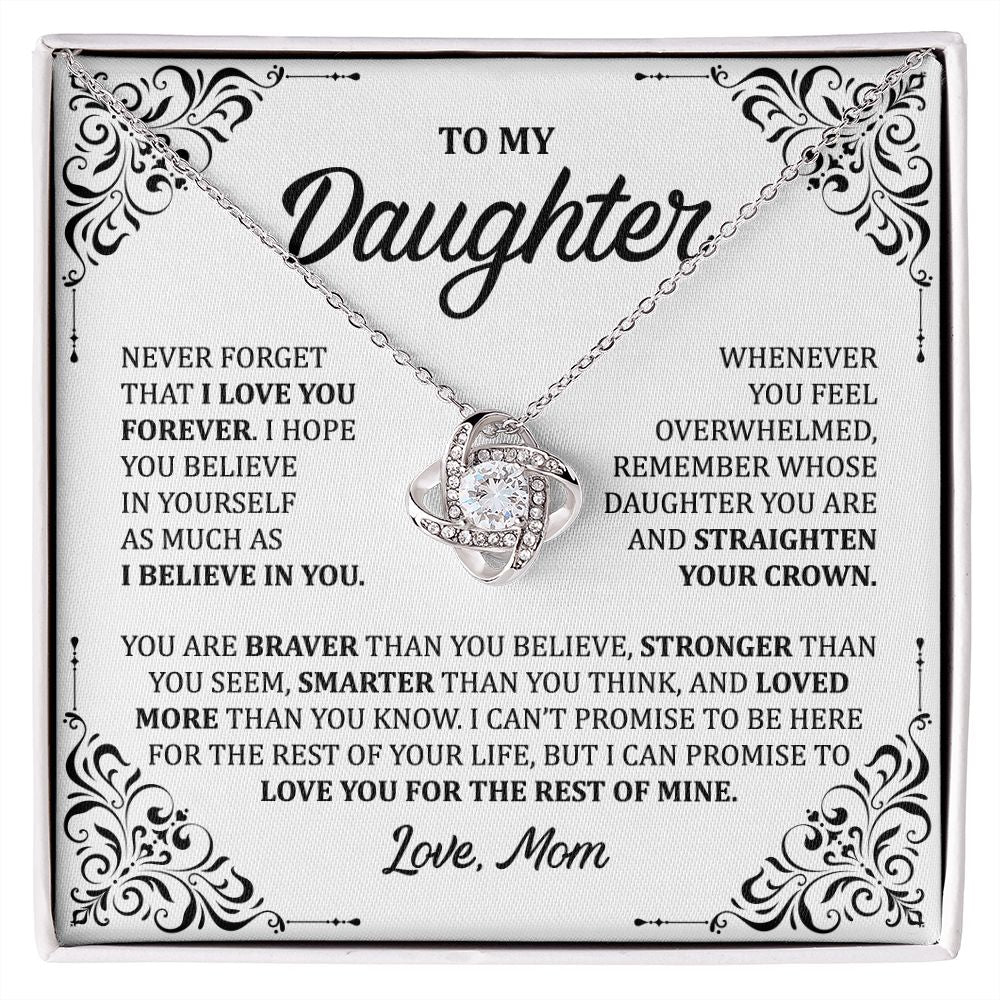 MC011 Daughter I Love You Forever Love Knot Necklace Gift From Mom