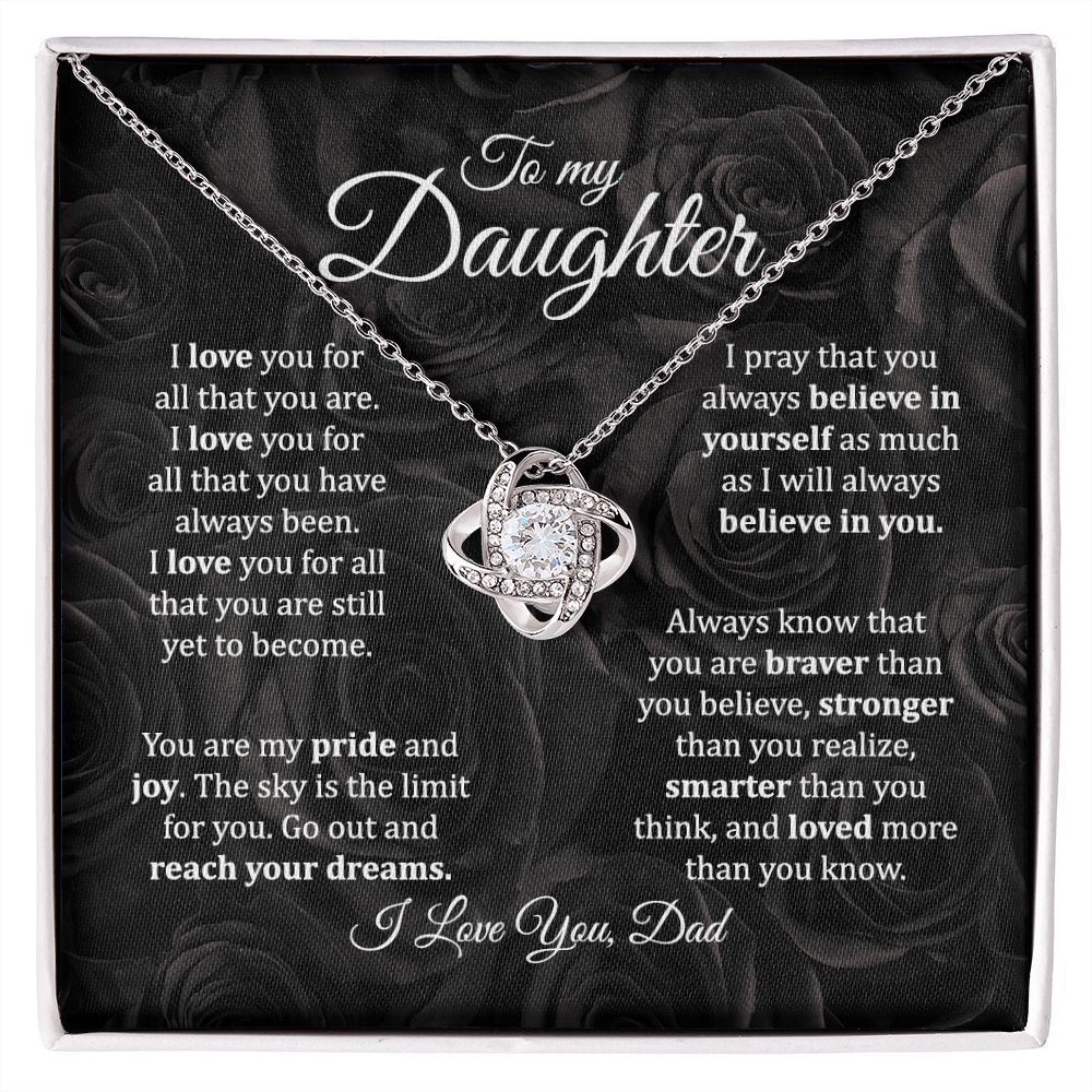 MC021 To My Daughter I Love You Love Knot Necklace Gift From Dad