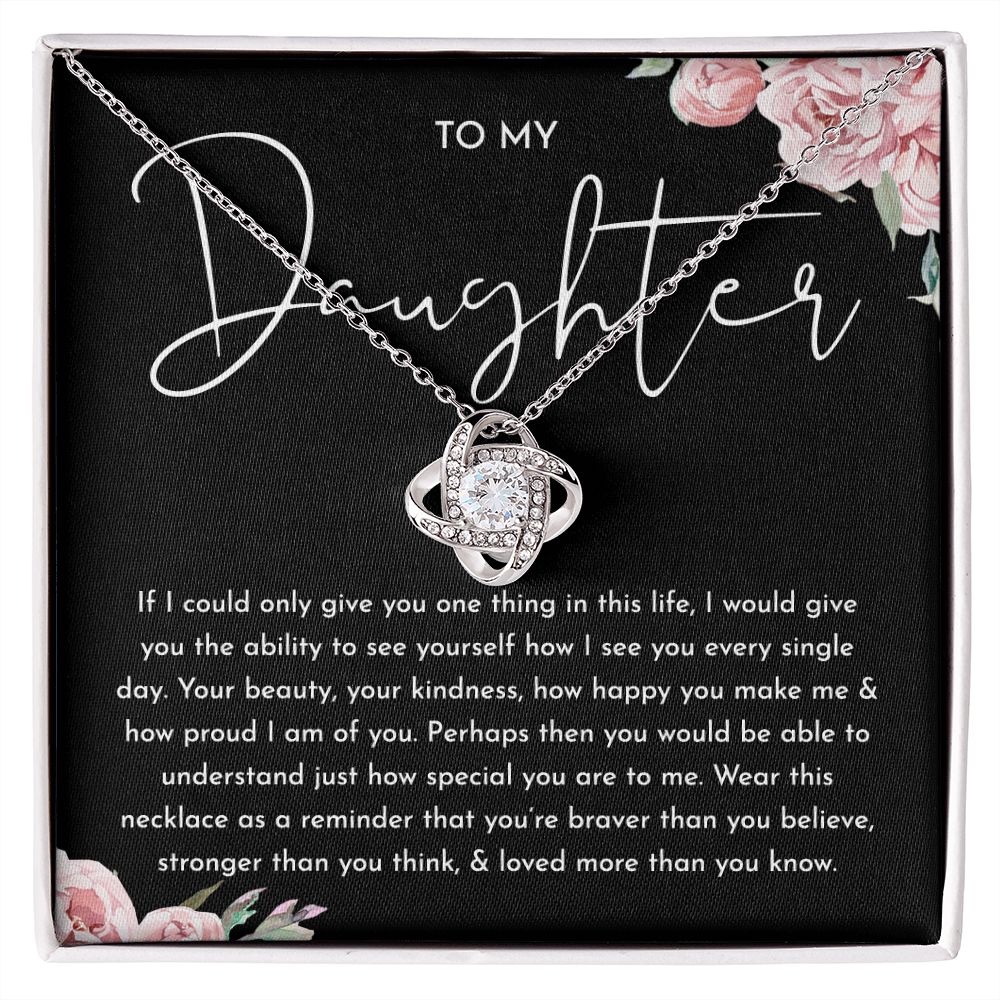 MC028 To My Daughter How Proud I Am of You Love Knot Necklace Gift
