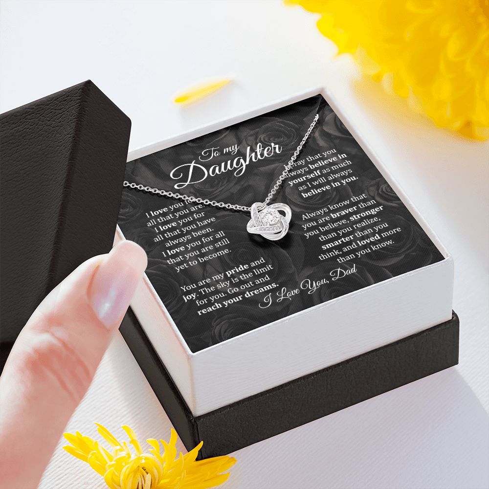 MC021 To My Daughter I Love You Love Knot Necklace Gift From Dad