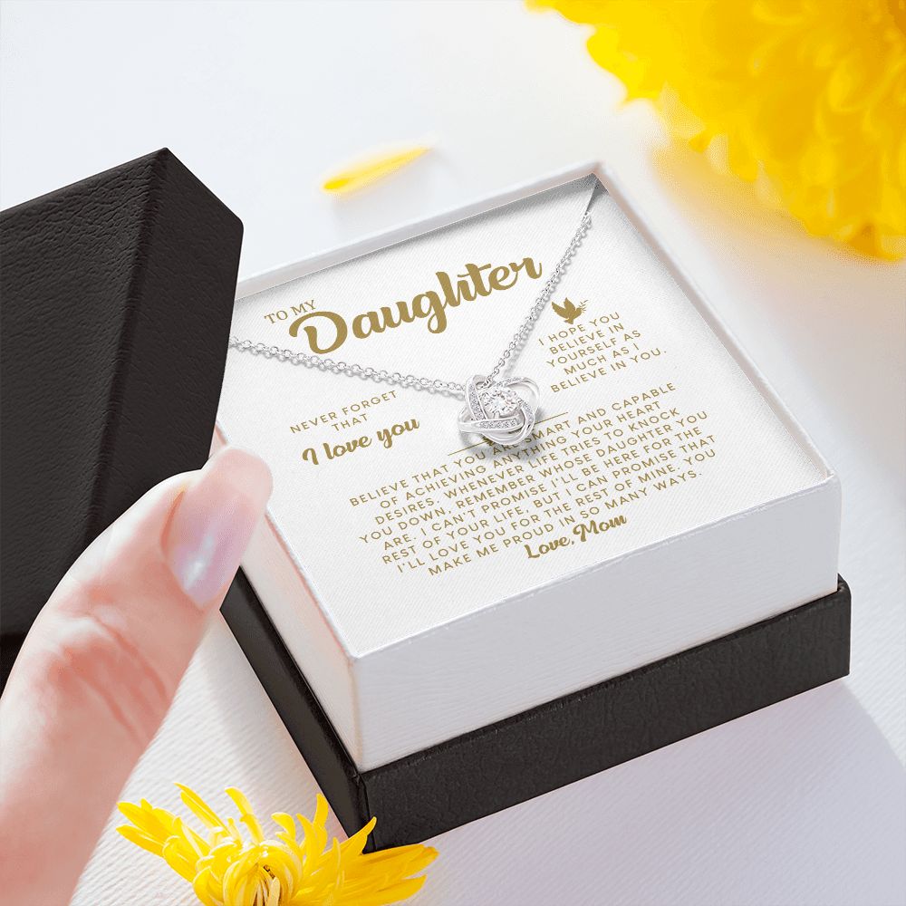 MC009 Daughter Never Forget That I Love You Love Knot Necklace Gift From Mom