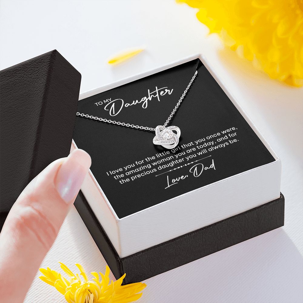 MC023 To My Daughter I Love You Love Knot Necklace Gift From Dad
