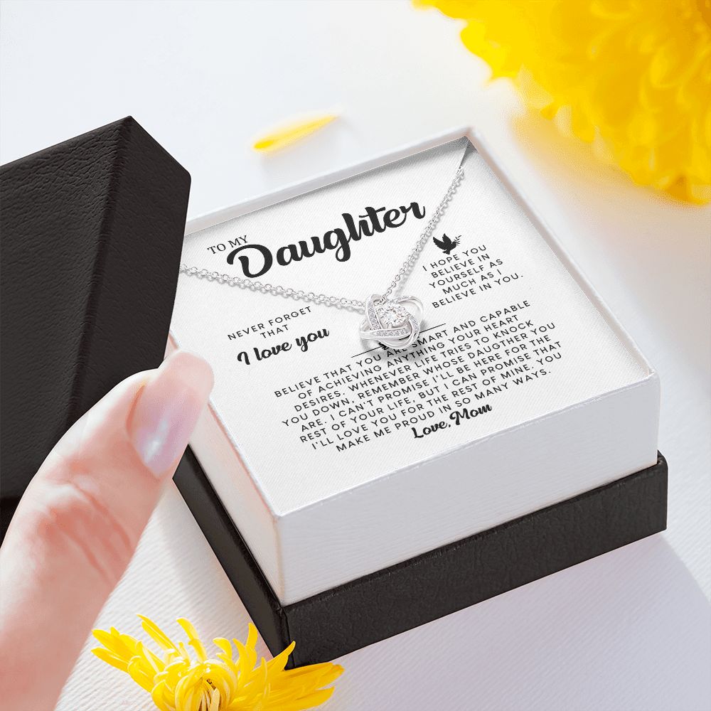 MC007 Daughter Never Forget That I Love You Love Knot Necklace Gift From Mom