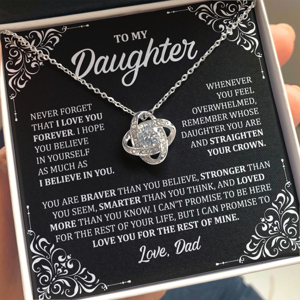 MC030 To My Daughter Never Forget That I Love You Love Knot Necklace Gift From Dad