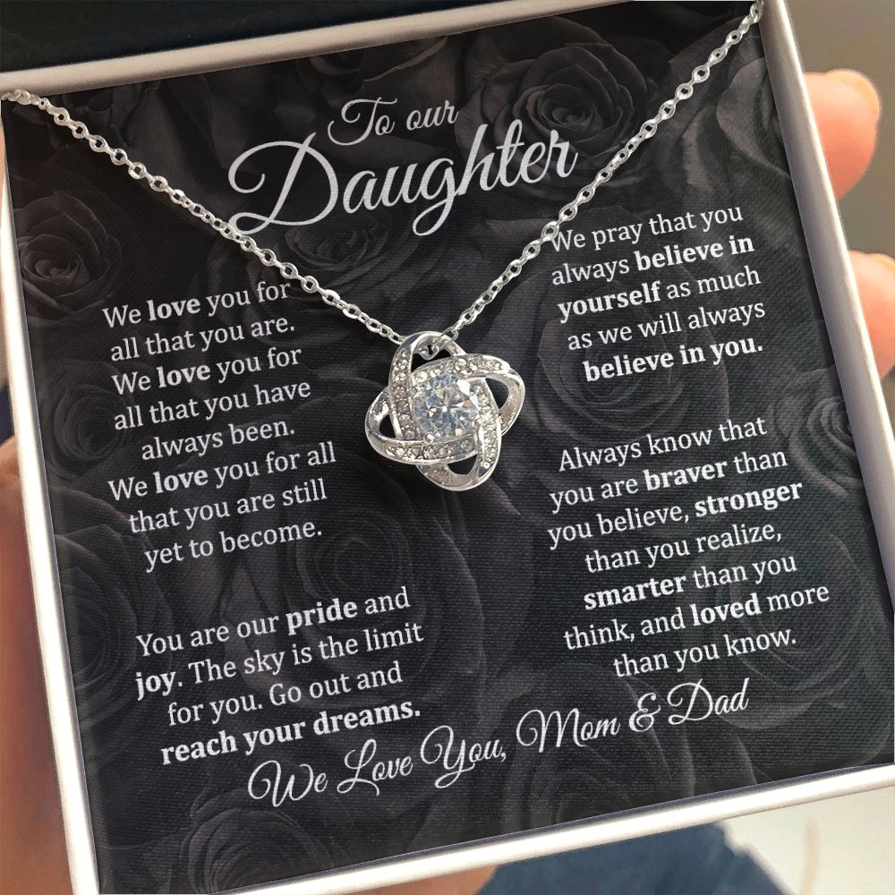 MC019 To Our Daughter We Love You Love Knot Necklace Gift