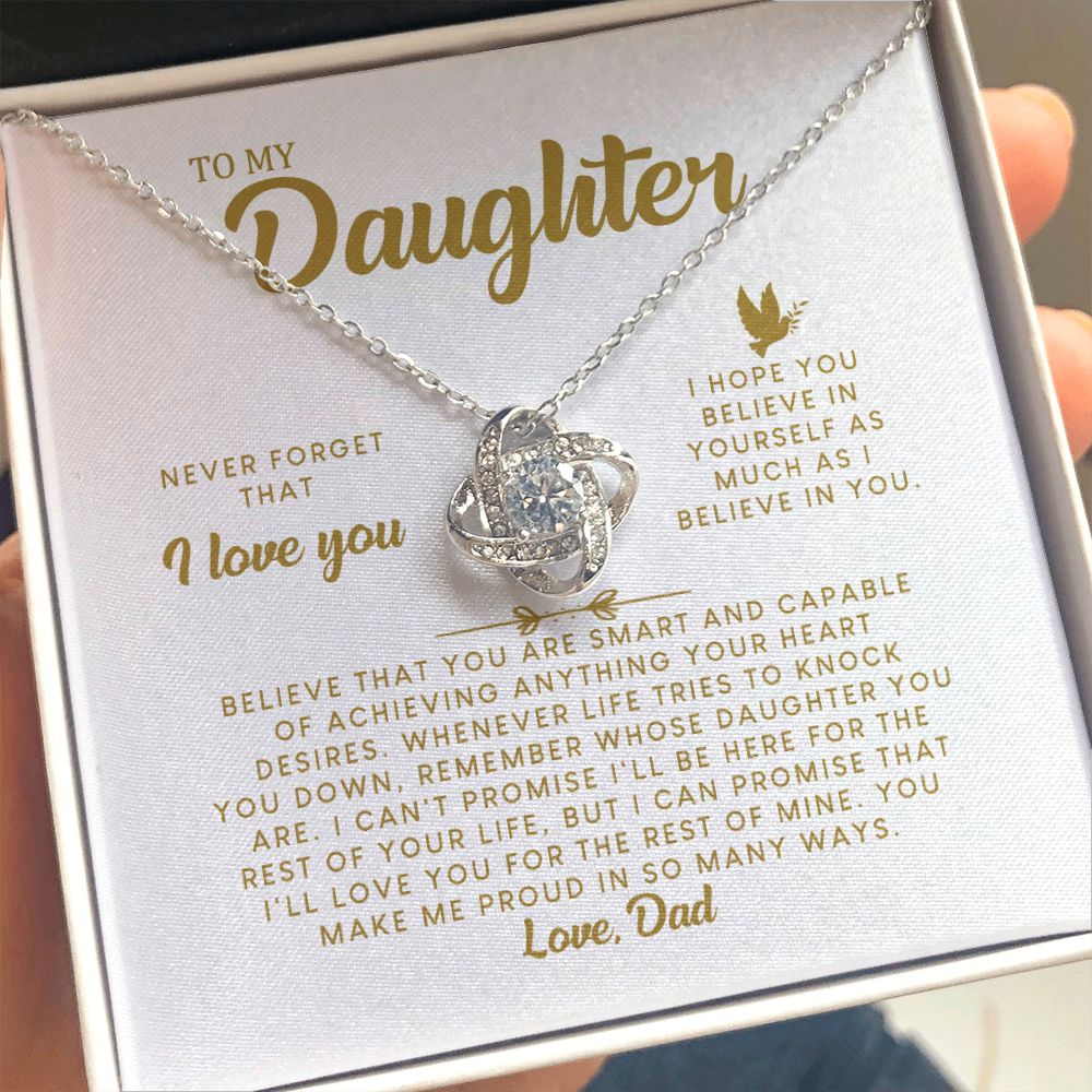 MC008 Daughter Never Forget That I Love You Love Knot Necklace Gift From Dad
