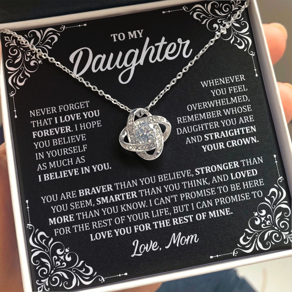 MC029 To My Daughter Never Forget That I Love You Love Knot Necklace Gift From Mom
