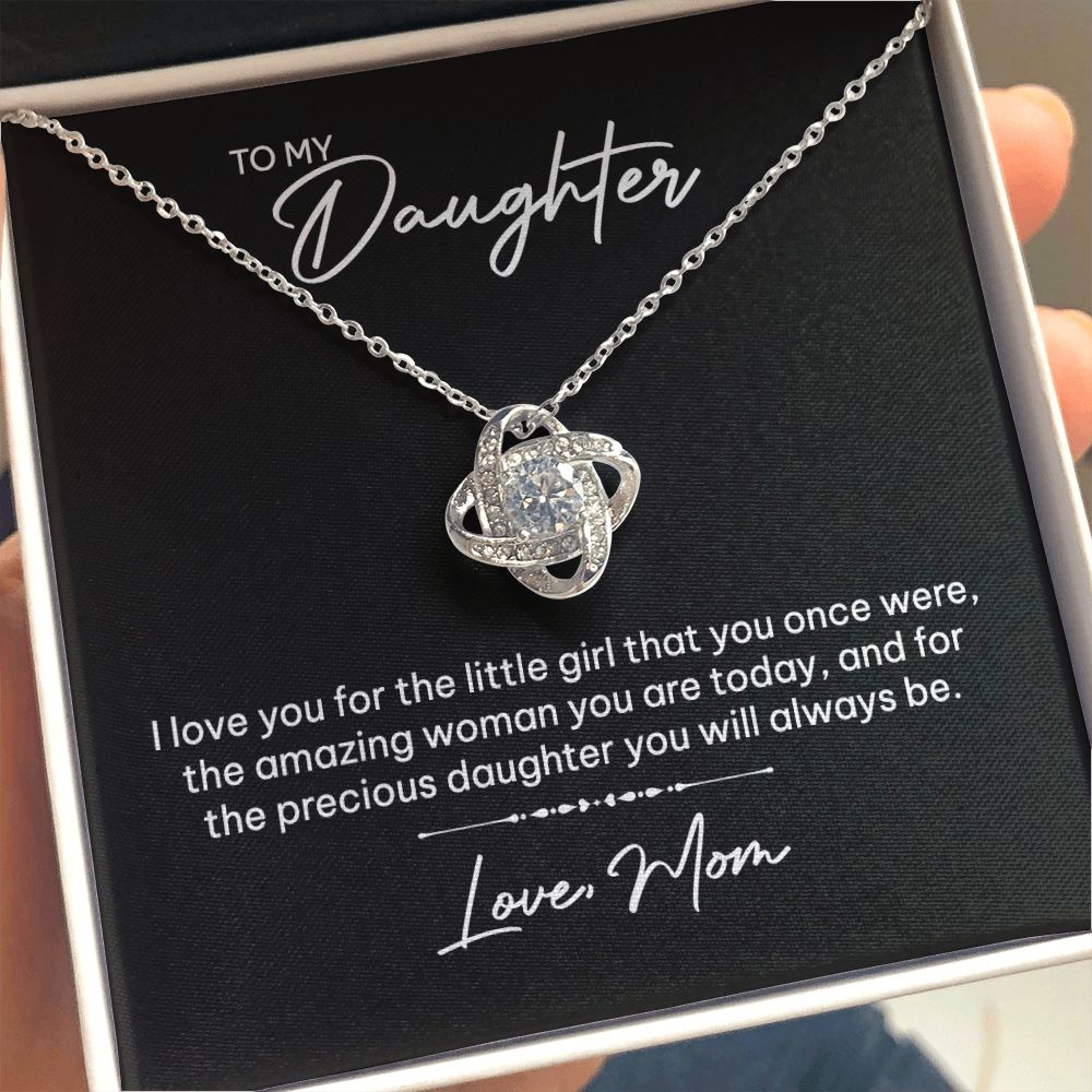MC022 To My Daughter I Love You Love Knot Necklace Gift From Mom