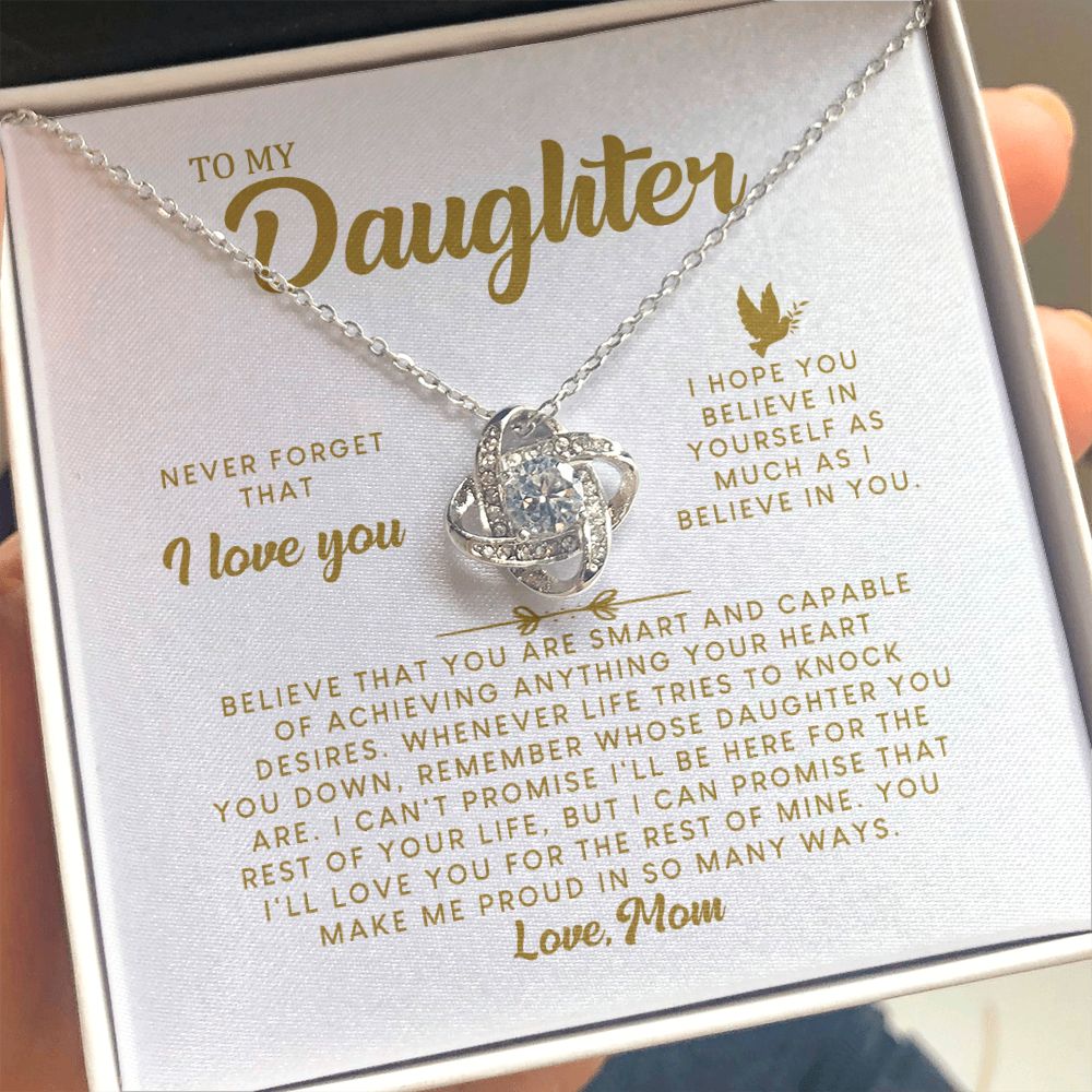 MC009 Daughter Never Forget That I Love You Love Knot Necklace Gift From Mom