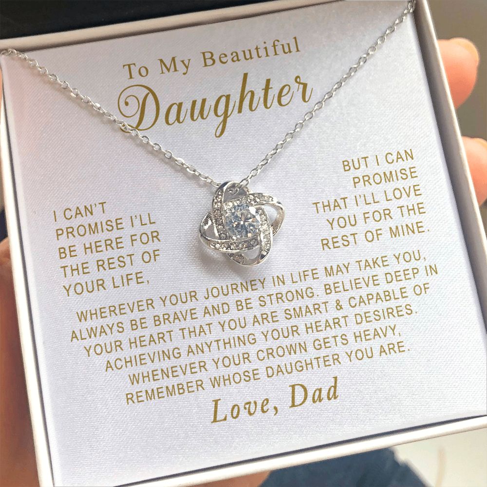 MC002 To My Beautiful Daughter Always Be Brave and Be Strong Love Knot Necklace Gift From Dad
