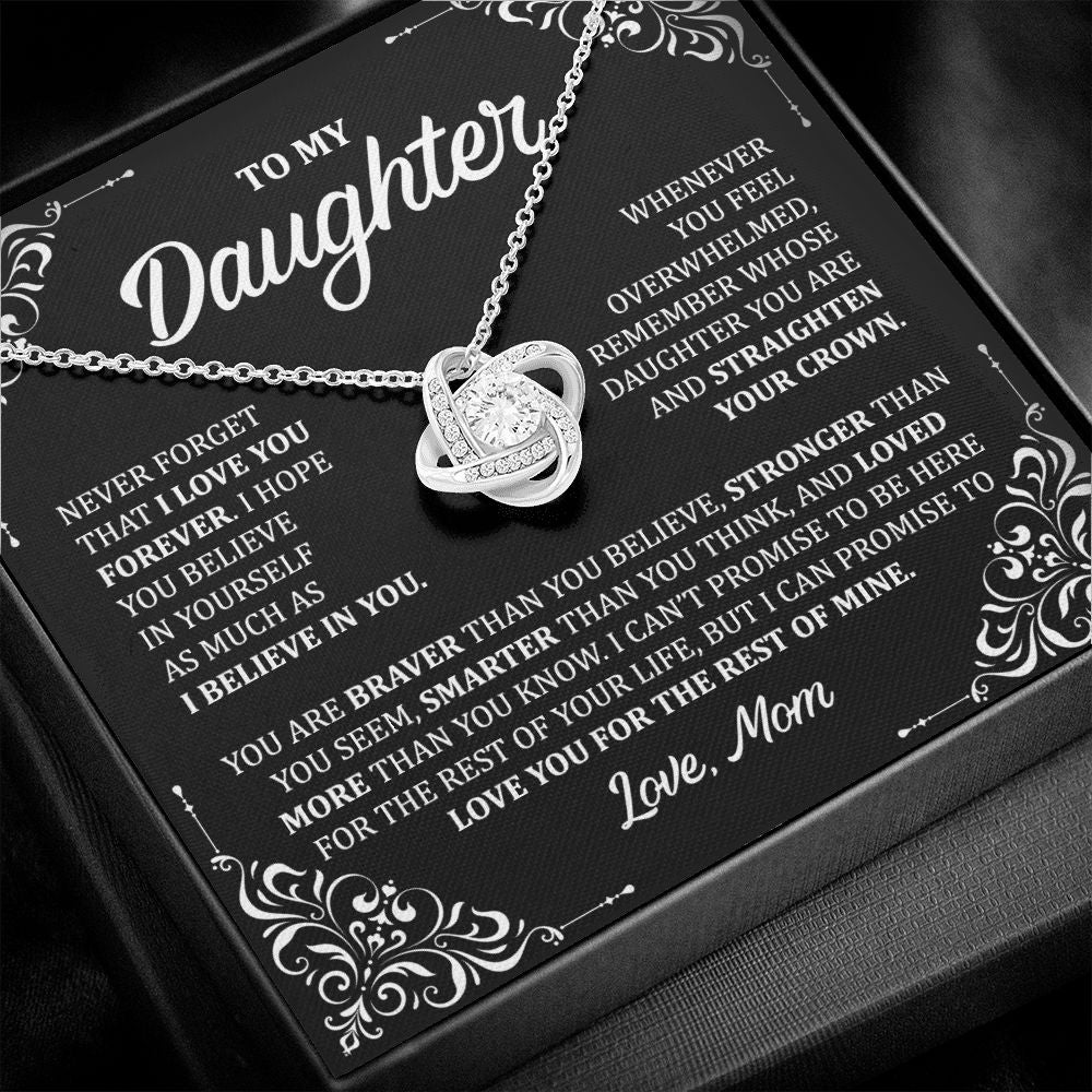 MC029 To My Daughter Never Forget That I Love You Love Knot Necklace Gift From Mom