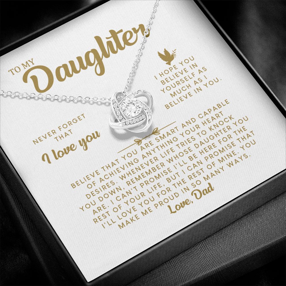 MC008 Daughter Never Forget That I Love You Love Knot Necklace Gift From Dad
