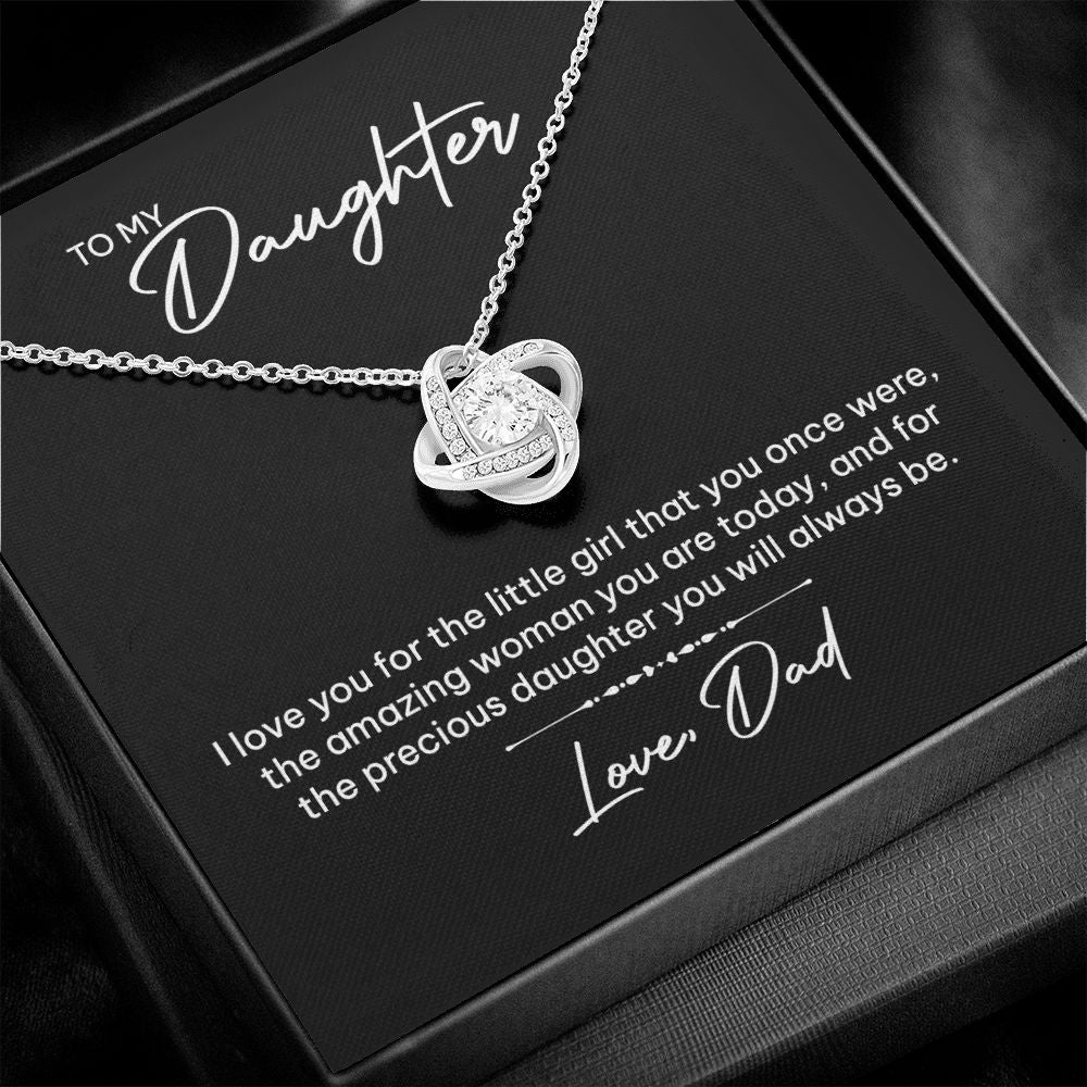 MC023 To My Daughter I Love You Love Knot Necklace Gift From Dad