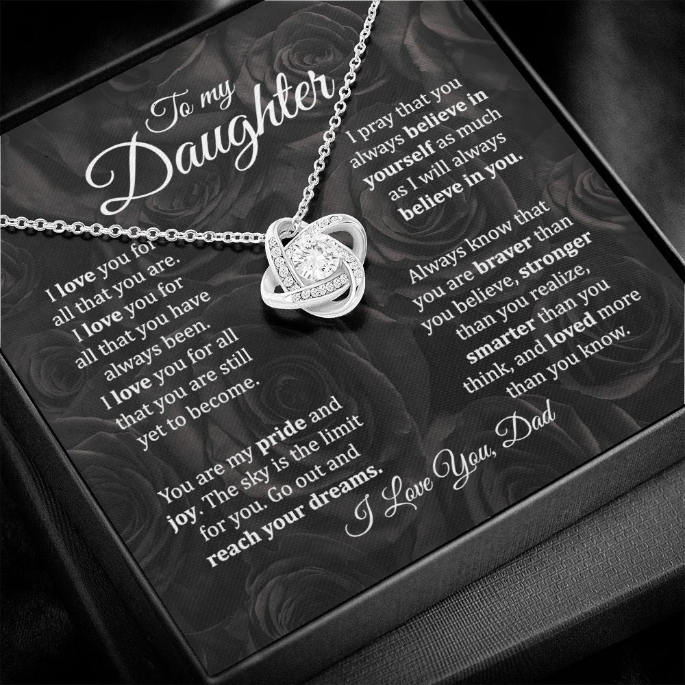MC021 To My Daughter I Love You Love Knot Necklace Gift From Dad