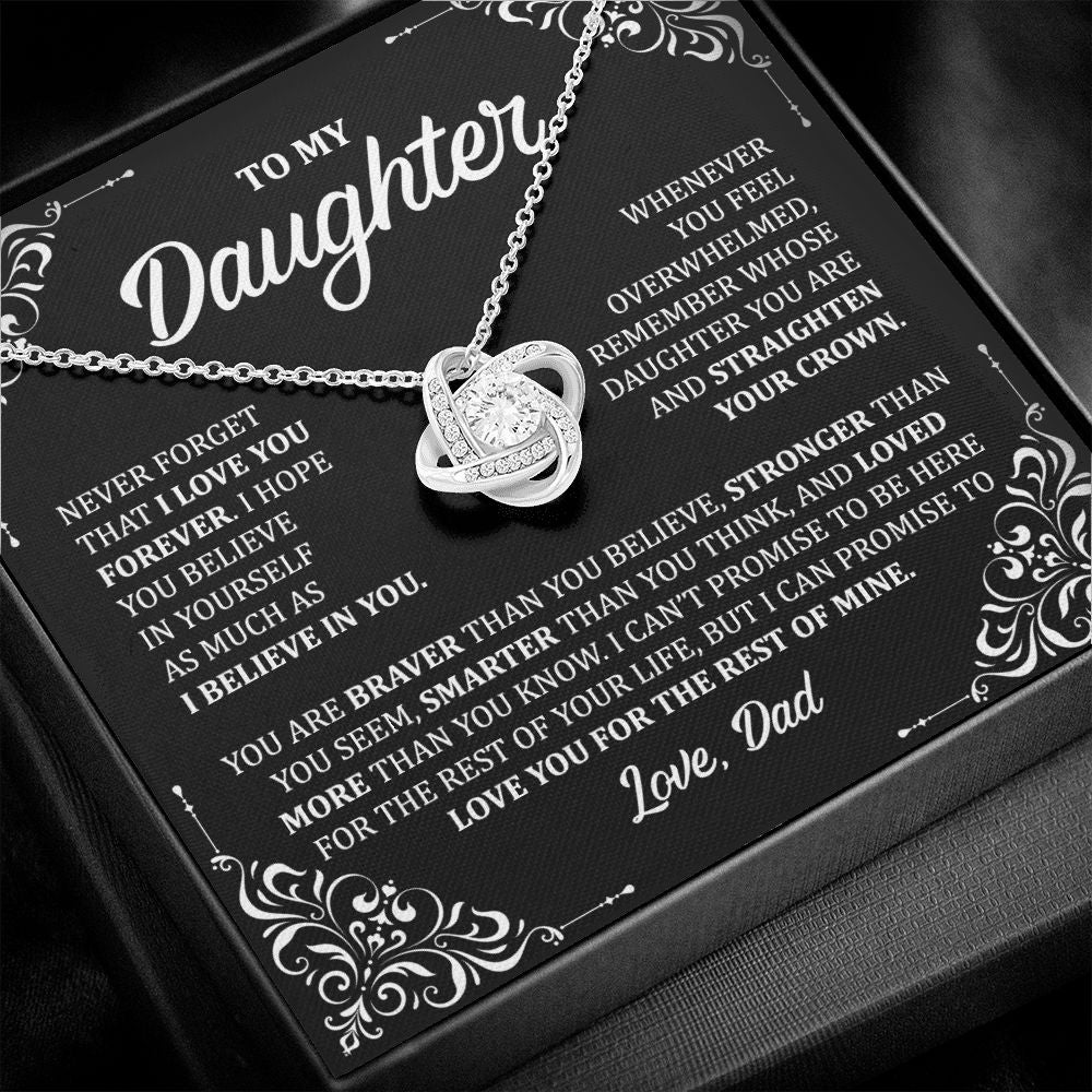 MC030 To My Daughter Never Forget That I Love You Love Knot Necklace Gift From Dad