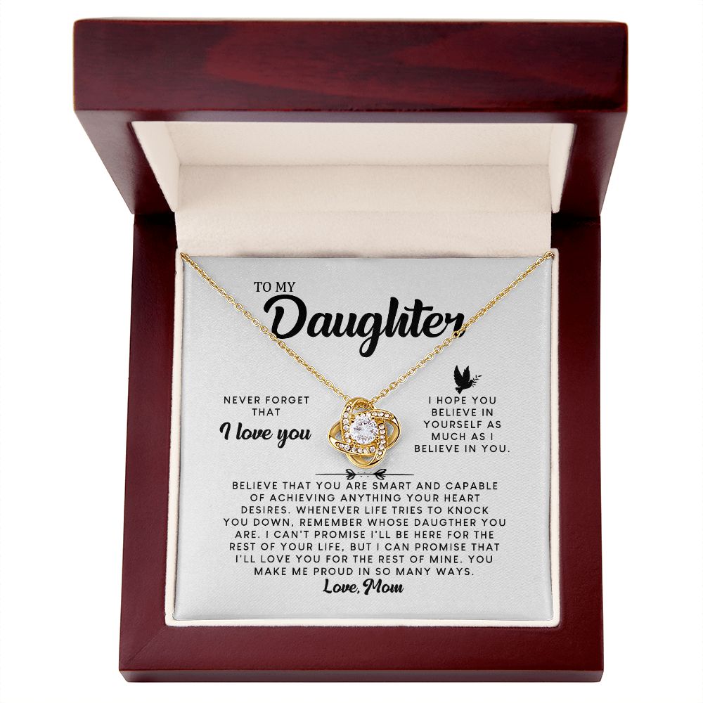 MC007 Daughter Never Forget That I Love You Love Knot Necklace Gift From Mom