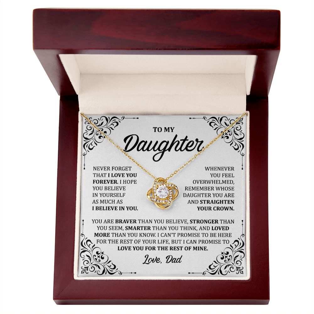 MC011 Daughter I Love You Forever Love Knot Necklace Gift From Dad