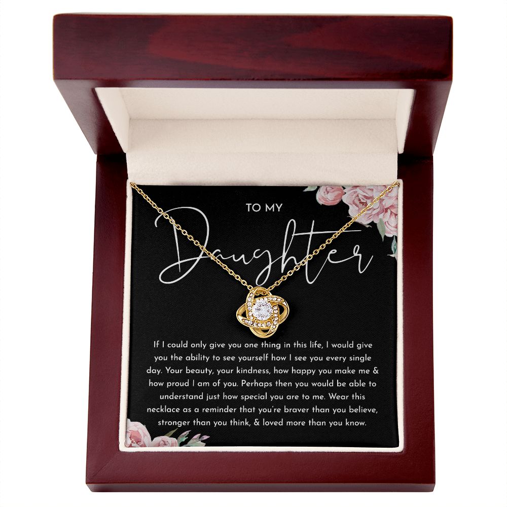 MC028 To My Daughter How Proud I Am of You Love Knot Necklace Gift