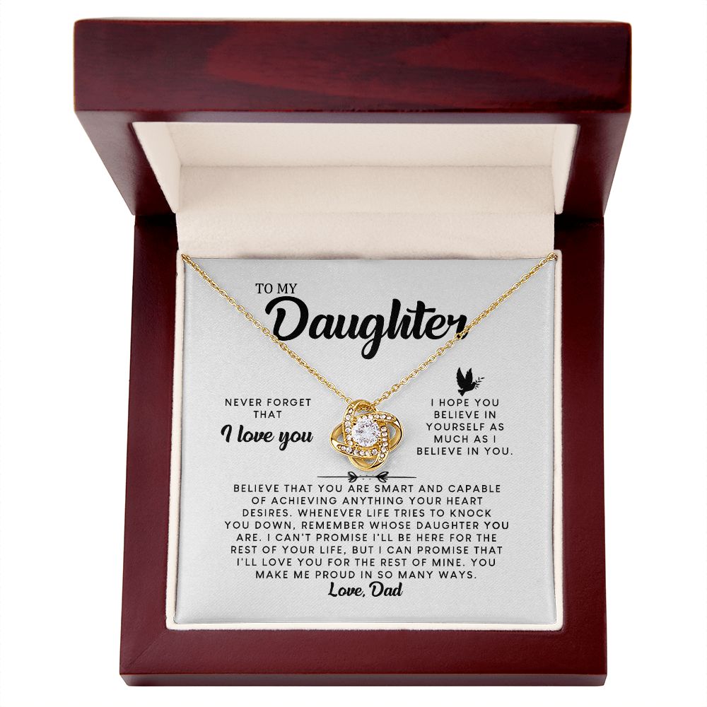 MC006 Daughter Never Forget That I Love You Love Knot Necklace Gift From Dad