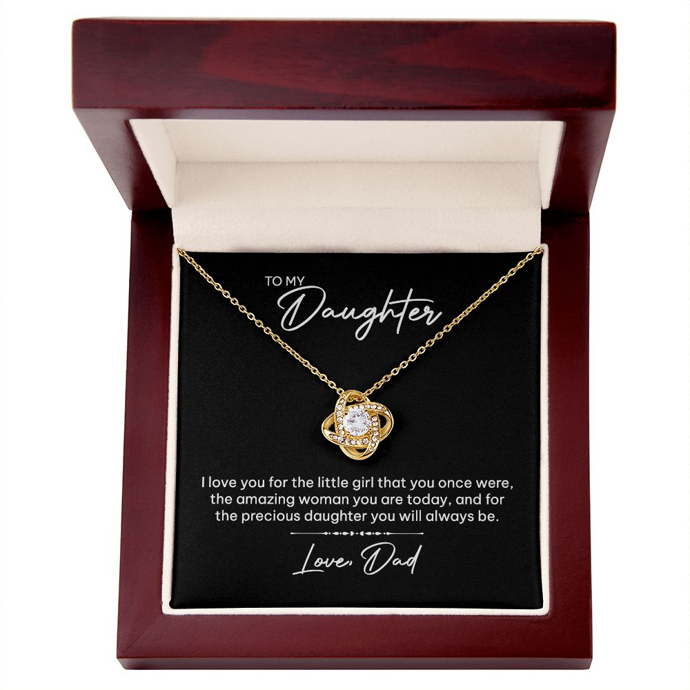 MC023 To My Daughter I Love You Love Knot Necklace Gift From Dad