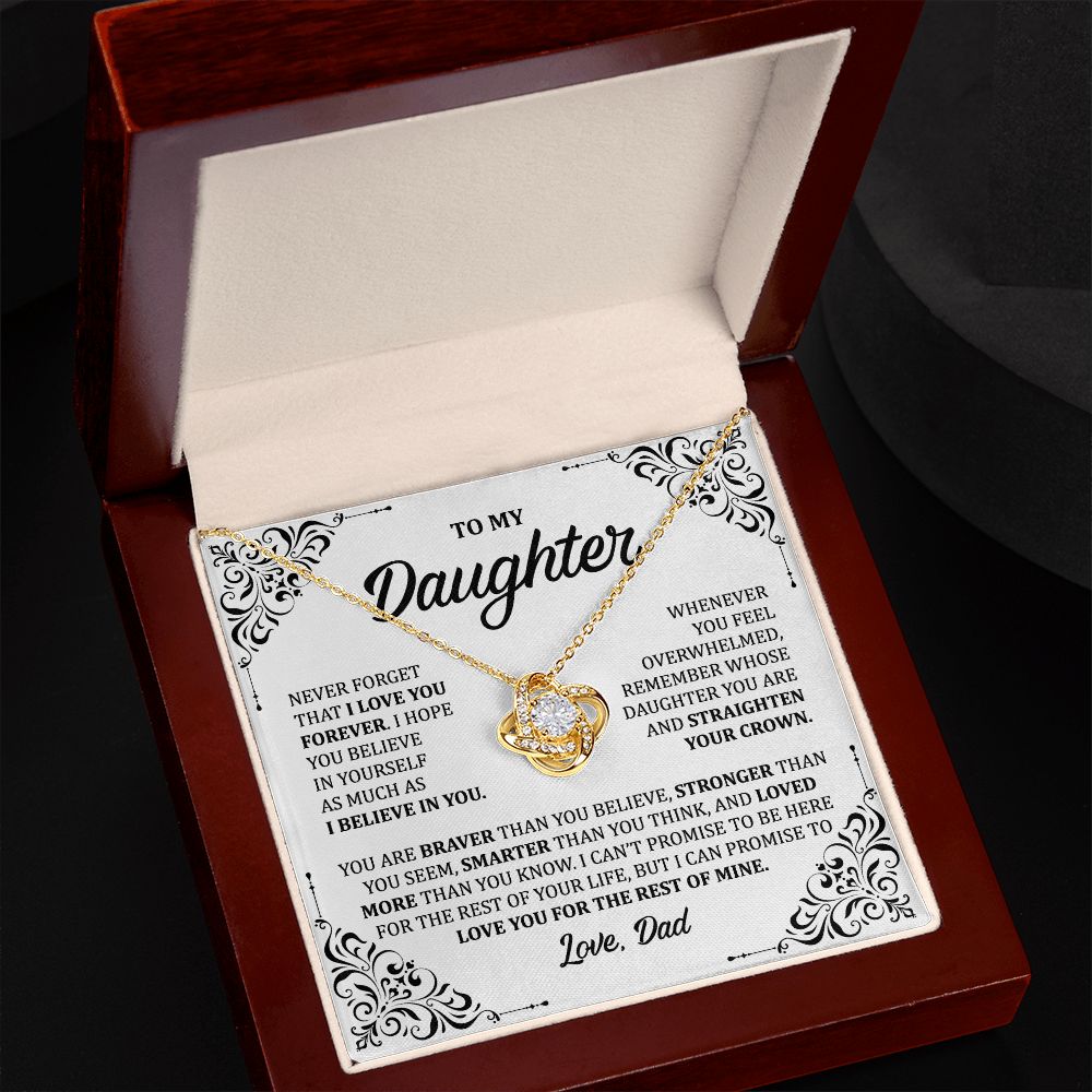 MC011 Daughter I Love You Forever Love Knot Necklace Gift From Dad