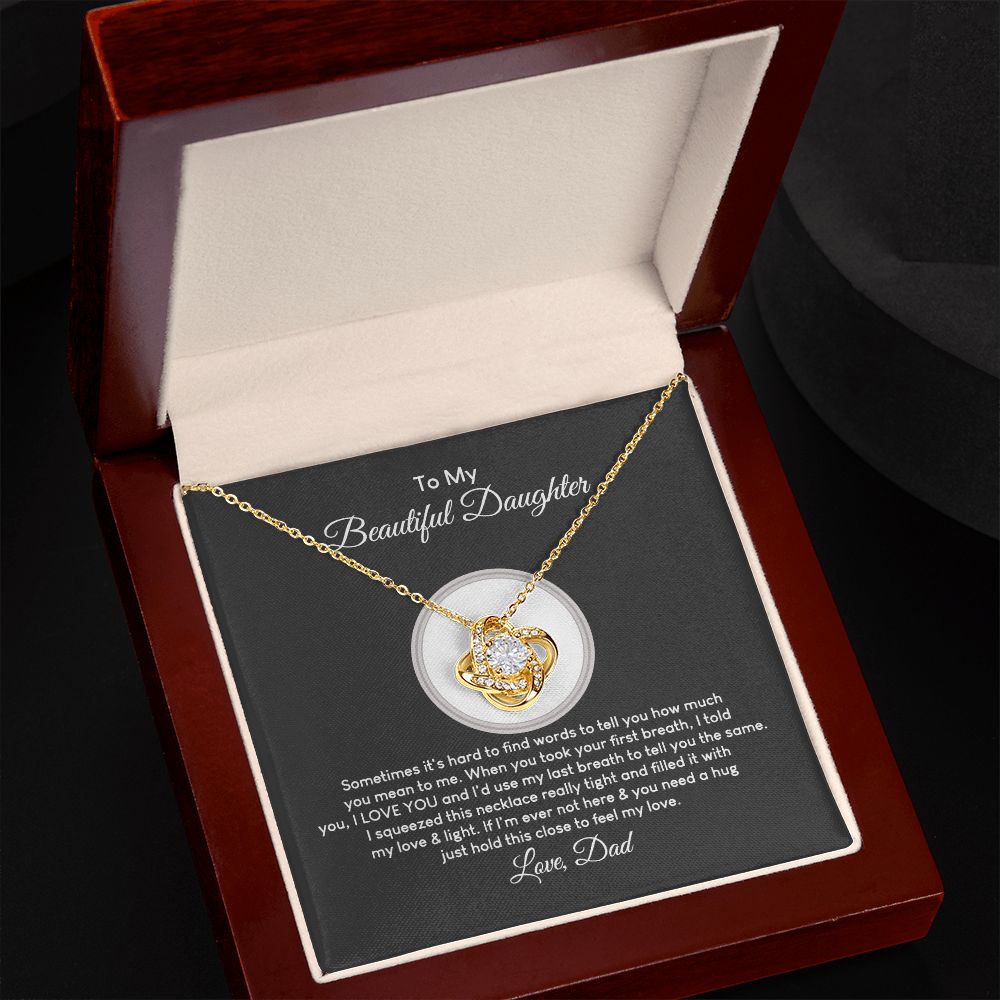 MC018 To My Beautiful Daughter I Love You Love Knot Necklace Gift From Dad