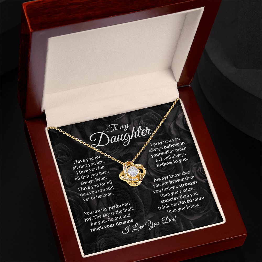 MC021 To My Daughter I Love You Love Knot Necklace Gift From Dad