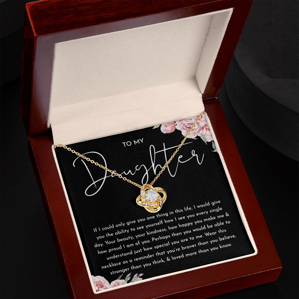 MC028 To My Daughter How Proud I Am of You Love Knot Necklace Gift
