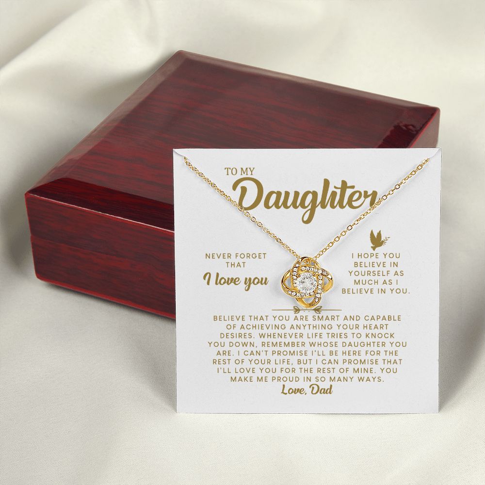 MC008 Daughter Never Forget That I Love You Love Knot Necklace Gift From Dad