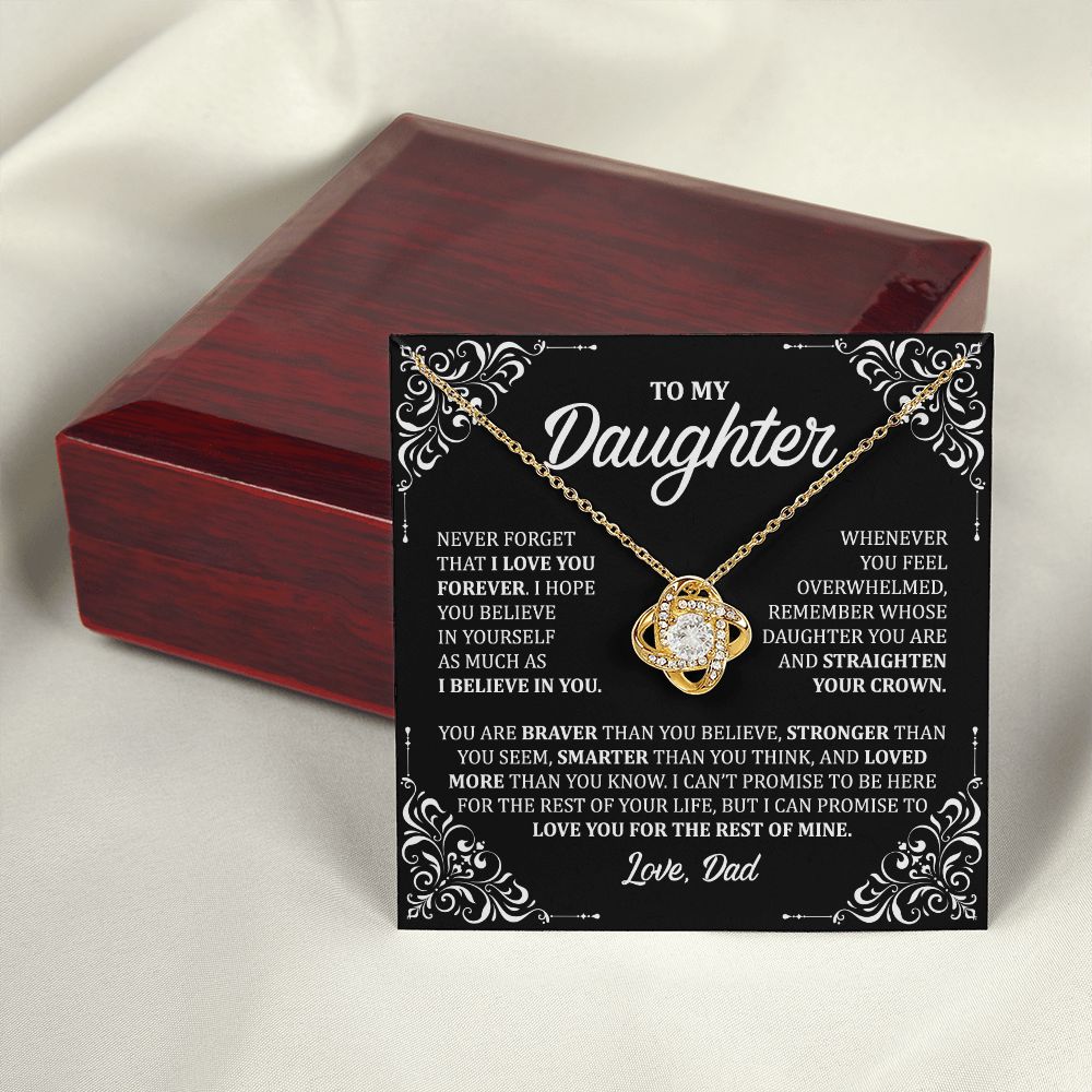 MC030 To My Daughter Never Forget That I Love You Love Knot Necklace Gift From Dad