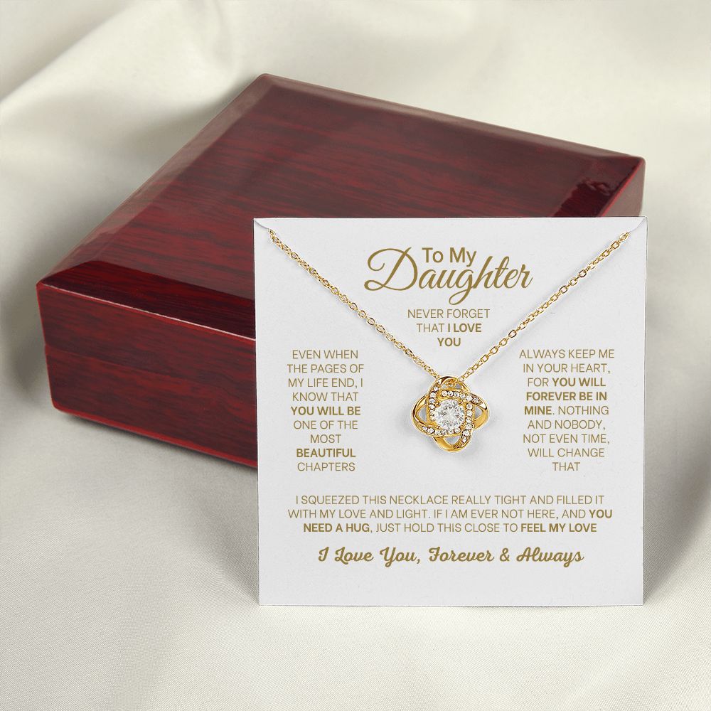 MC005 Daughter Never Forget That I Love You Love Knot Necklace Gift