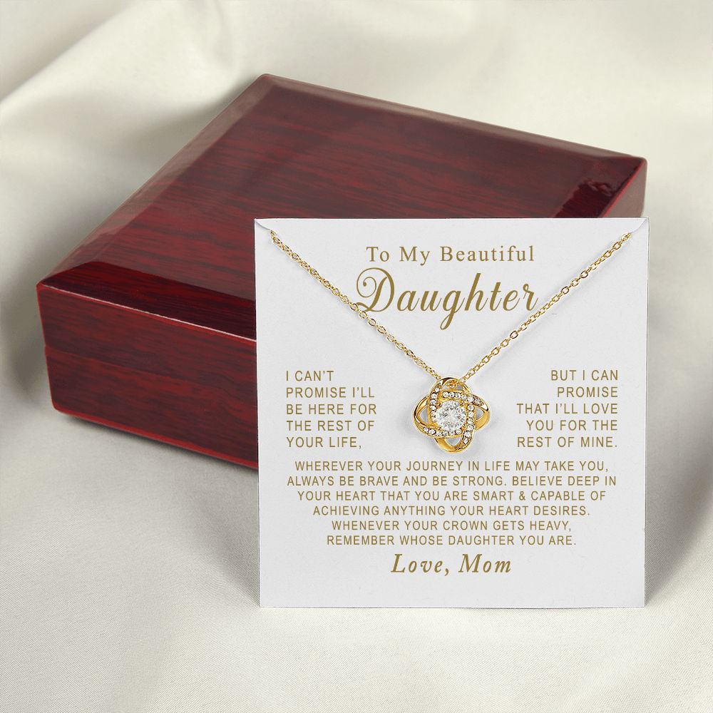MC003 To My Beautiful Daughter Always Be Brave and Be Strong Love Knot Necklace Gift From Mom