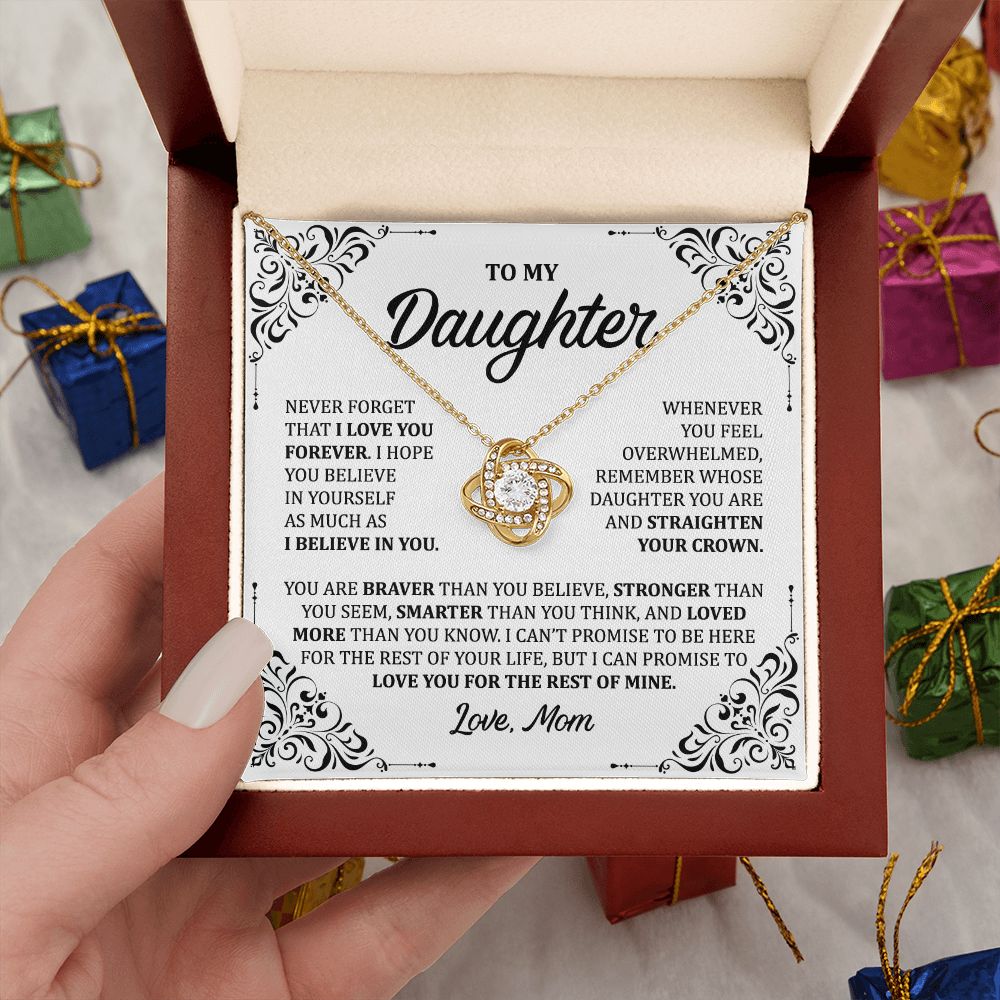 MC011 Daughter I Love You Forever Love Knot Necklace Gift From Mom