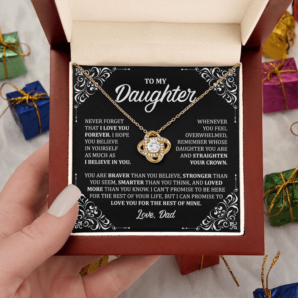 MC030 To My Daughter Never Forget That I Love You Love Knot Necklace Gift From Dad