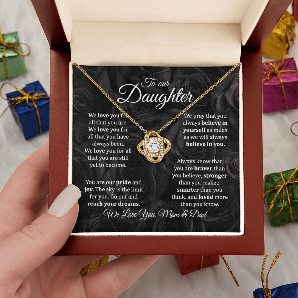 MC019 To Our Daughter We Love You Love Knot Necklace Gift