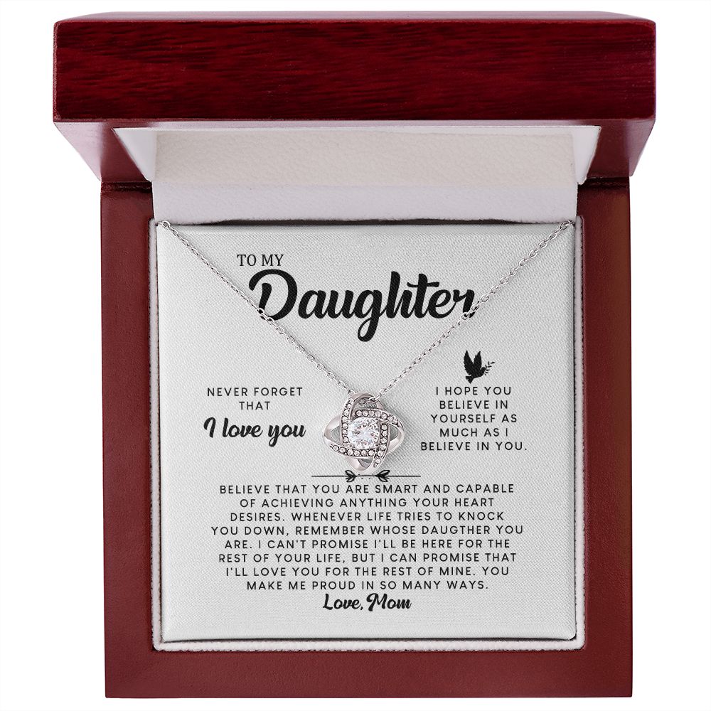 MC007 Daughter Never Forget That I Love You Love Knot Necklace Gift From Mom
