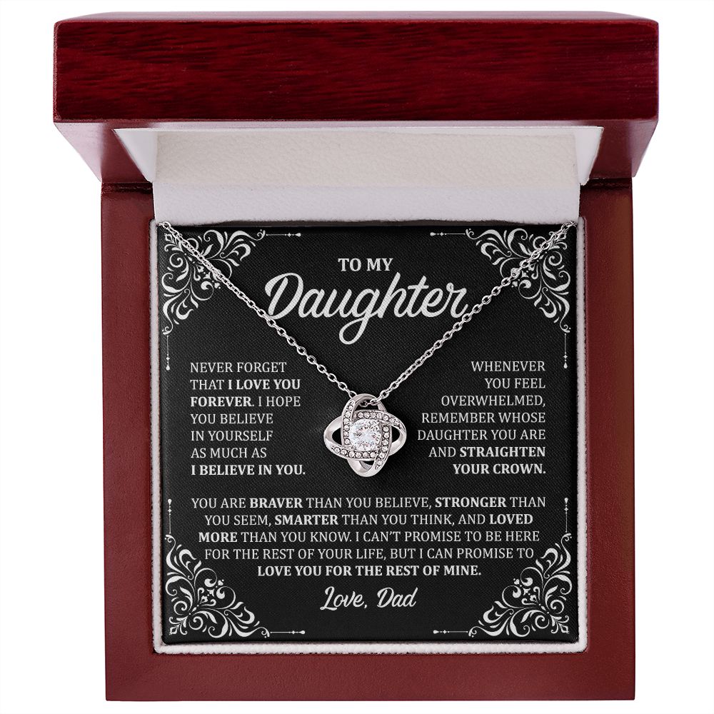 MC030 To My Daughter Never Forget That I Love You Love Knot Necklace Gift From Dad