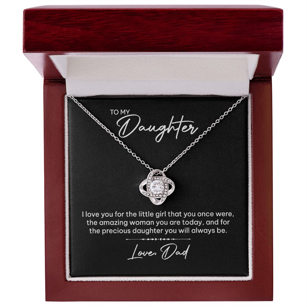 MC023 To My Daughter I Love You Love Knot Necklace Gift From Dad