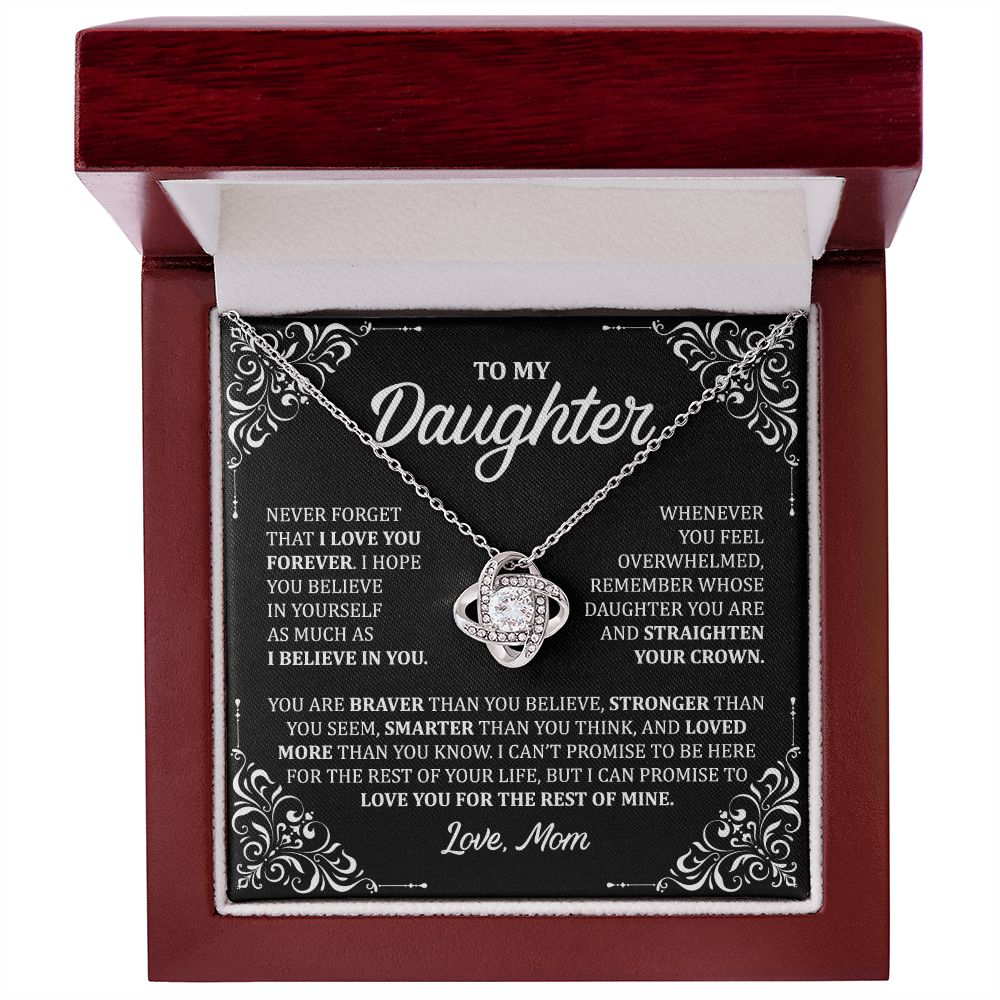 MC029 To My Daughter Never Forget That I Love You Love Knot Necklace Gift From Mom
